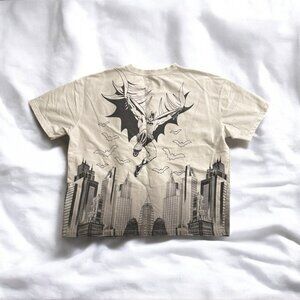 Batman White To Grey Ombré Oversized/Boxy Fit Graphic T-Shirt